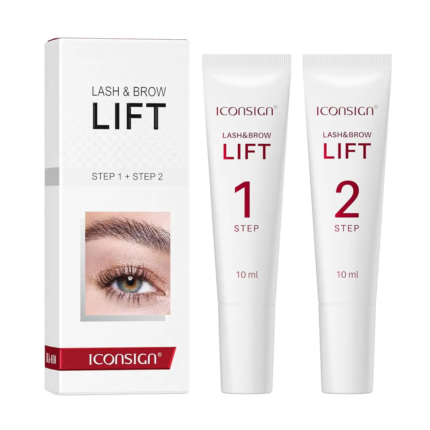 ICONSIGN 2-in-1 Makeup Cosmetic Lash Lift & Brow Lamination Kit, High-Capacity Lotion Tube Eyelash Perm Solution for Salon or Home Use, White
