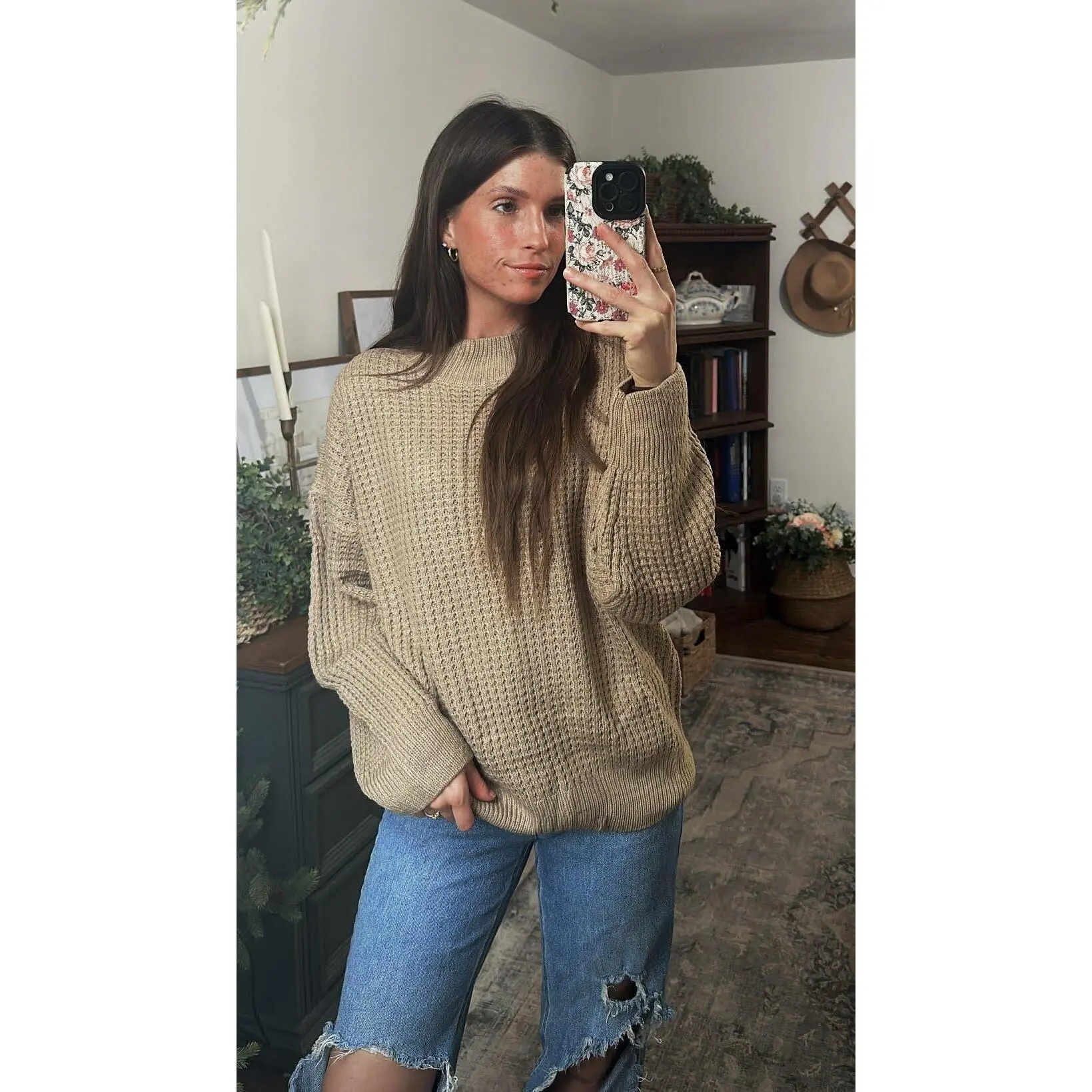 WAFFLE KNIT SWEATER
