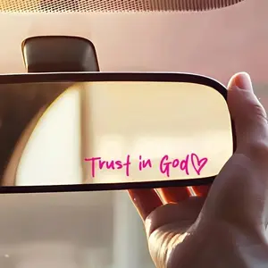 Letter & Heart Pattern Car Rearview Mirror Sticker, 2 Counts Self-Adhesive Car Mirror Decal, Car Exterior Decoration Accessories, Windshield Sticker, Car Decals, Vehicle Exterior Decoration, Religious Car Accessory