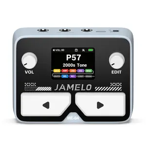 JAMELO ME-04 MINI Pocket Multi-Effects Guitar Pedal with 10 Effects Modules 100 Drum Rhythms and 40-second Stereo Looper 99 Presets 40 Amp/Cab Electric Guitar Effects Processor OTG USB Audio Interface BT Black or Grey