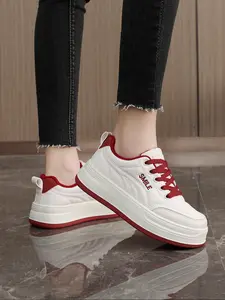 Women's Fashionable Plain Color Wedge Sneakers, Casual Comfortable Sports Shoes for Daily Wear, Trendy All-match Sneakers for Women & Girls