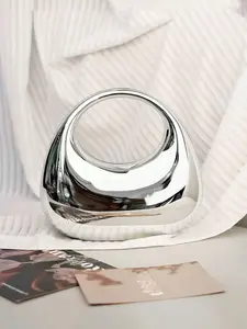 Mirror Acrylic Moon Box Handbag Large Crescent Bag Fashionable And Versatile Chain Shoulder Messenger Bag Mobile Phone Bag Earphone Bag Valentine's Day Gift Birthday Gifts Anniversary Fashionable Handbag For Parties, Weddings, Proms, Dinners/Banque