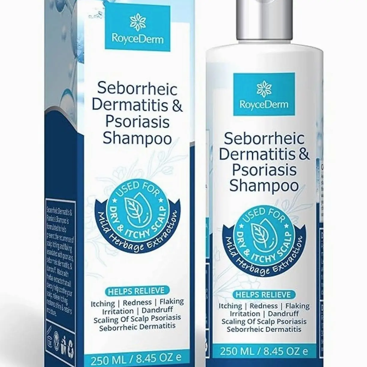 Roycederm Psoriasis Shampoo, Seborrheic Dermatitis Shampoo, Folliculitis Shampoo, Dandruff Shampoo, Scalp Psoriasis & Seborrheic Dermatitis Treatment, Dry Itchy Scalp Treatment