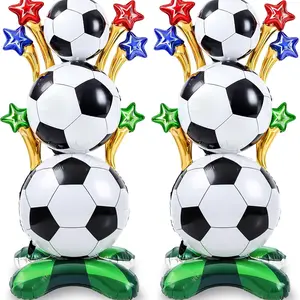 Two self-supporting aluminum foil football balloons, suitable for birthday, sports themed party decorations (football and stars), and football themed party decorations