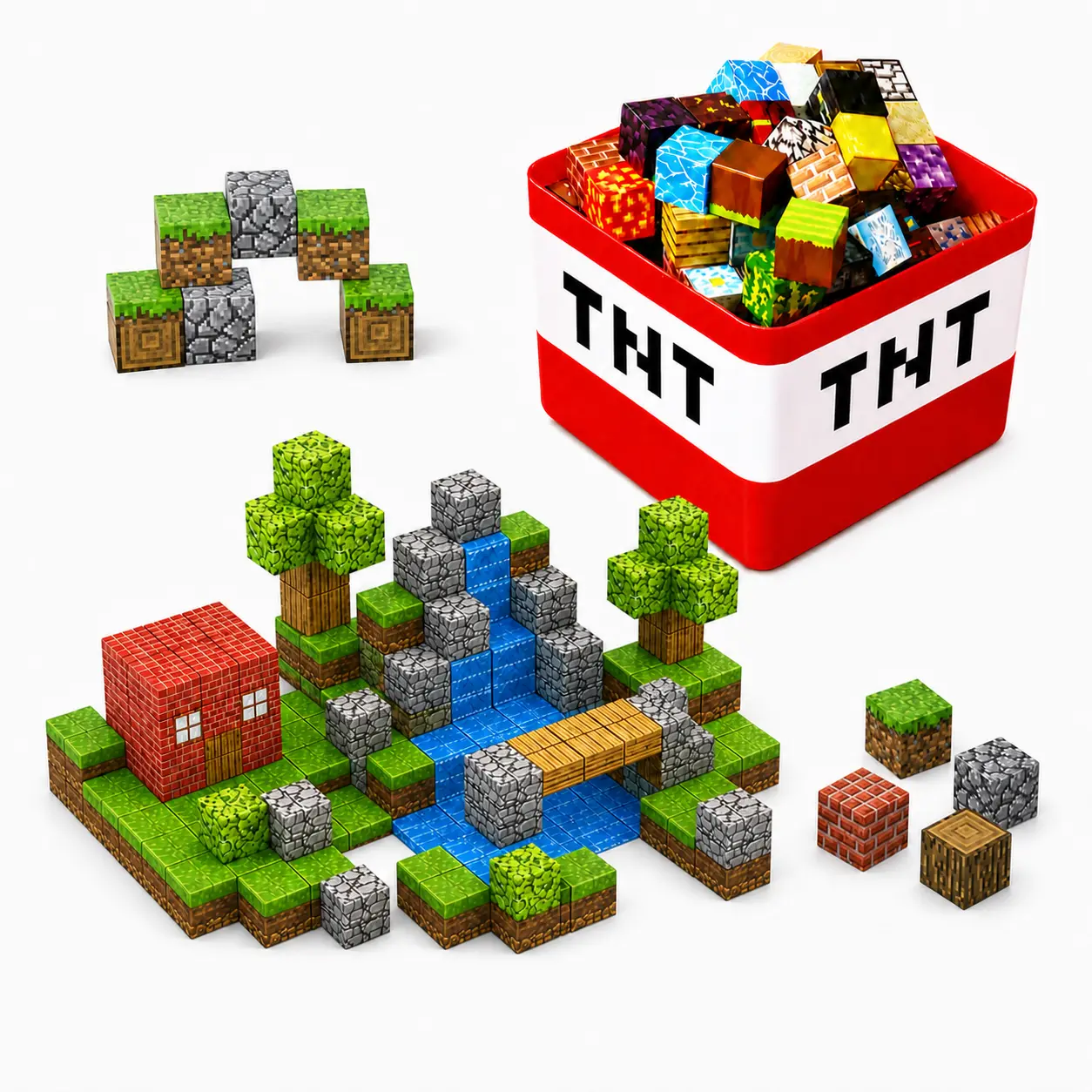 100PCS Magnetic Building Cubes with 10 Movable Joint Figurines, STEM Montessori Sensory Stacking Construction Blocks, Educational Building Toy, Ideal Birthday Christmas Holiday Gifts for Boys & Girls Ages 3-10