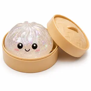 Giant Glitter Dumpling, Giant Dumpling Squishy, Mega Rainbow Dumplings, Cute Anxiety Relief Fidget Toy, with Steamer Box,Soft Squeeze Decompression Dough for Adults tiktokshopspringglowup