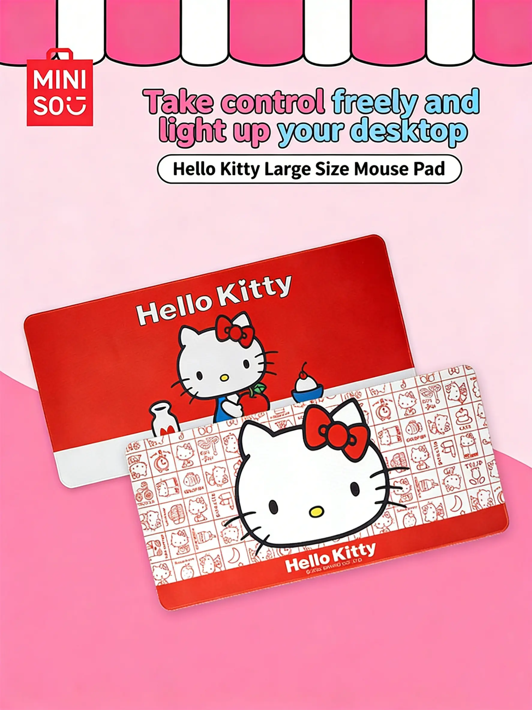 MINISO Hello Kitty Office Mouse Pad - Cute Girly Large Desk Mat, Ideal Gift for Mom, Summervibes Themed Placemat for Home Office Use