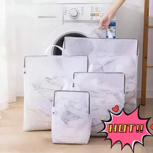 Upgraded Mesh Laundry Bag with Zipper, Anti-Deformation Washing Net Pouch, Japanese Korean Hand Wash Filter Basket