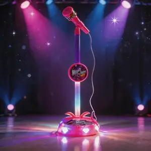 Portable Colorful LED Light Karaoke Microphone Toy – Built-in music + Bluetooth connectivity! Boosts your child's happiness and confidence,Perfect birthday, Christmas, and Easter gift for kids ages 3-8 festival party