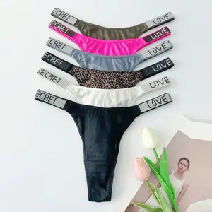 Women's 6-pack low-rise letter rhinestone thongs, soft, comfortable and breathable underwear, suitable for daily wear, sports, suitable for all seasons underwear size S-XL
