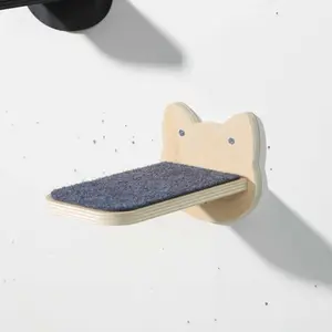 Solid Wood Wall-Mounted Large Cat Staircase, Unique Cute Cat Head Design, Furniture, Shelf, Stairs, Resting Place for Medium Cats