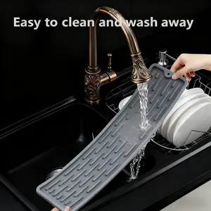 1PC silicone narrow-sided drain pad, soft and durable vegetables, melons and fruits can also be drained directly on it, kitchen sink countertop pad, cutting board non-slip pad, high temperature resistant heat insulation pad, tableware pad,