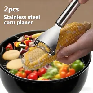 2 Counts Corn Peeler, Stainless Steel Corn Stripper Tool for Efficient Corn Kernel Removal