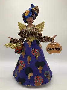 Handcrafted African Angel Treetopper - Royal Blue Pride Joy and Beauty