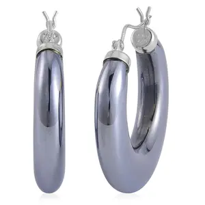 Terahertz Hoop Earrings Over Sterling Silver 63.70 ctw
