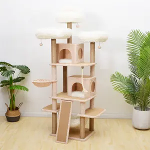 7-Level Cat Tree 74" Cat Tree with Hammock, Scratching Post and Scratching Board large Multi-Level Indoor