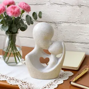 Resin Stone Look Parent-Child Figurine, Home Decor for Living Room TV Stand, Bedroom Nightstand, Office Stress Relief Gift