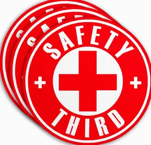 (3 Pcs) Safety Third Sticker Funny Hard Hat Stickers for Men Construction Stickers Warning Caution Blue Collar Stickers Tradesmen Gag Gifts N