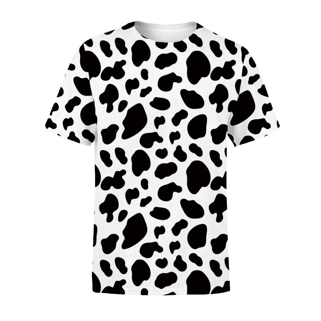 Casual Full-Print Cow T-Shirt, Unisex Shortsleeve Relaxed Cut Design in Breathable Cloth for Daily Wear, Soft Fabric, All Over Print, Cow Print Novelty Style