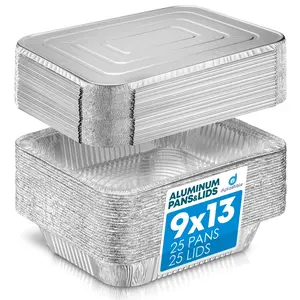 Diplastible 13 x 9 Food-Safe Aluminum Cake Pan With Aluminum Lids