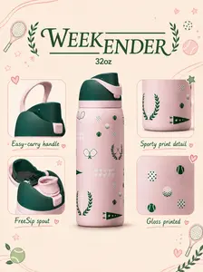 Limited Edition Owala Weekender FreeSip 32oz – Double Wall Vacuum Insulated Stainless Steel Water Bottle with Leakproof Lid, Soft Girl, Pink Girl Aesthetic,