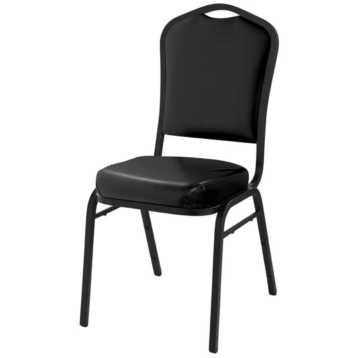 National Public Seating 9300 Series Deluxe Vinyl Upholstered Silhouette Stack Chair, Black Seat, Black Sandtex Frame