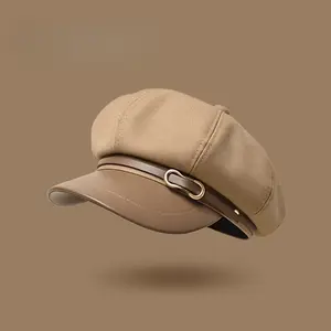 2pcs/1pc Women's Fashion Beret, Metal Belt Decoration, Polyester, Breathable, Suitable for Head, Christmas Holiday, Fantasy Theme, Hand Wash Only, Elastic Closure, Suitable for Autumn/Winter Season, Winter Accessory, Seasonal Wear, Fashion Headwear