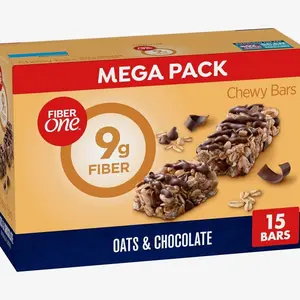 Fiber One Chewy Bars, Oats and Chocolate, Fiber Snacks, Mega Pack, 15 Ct, 21.2 oz