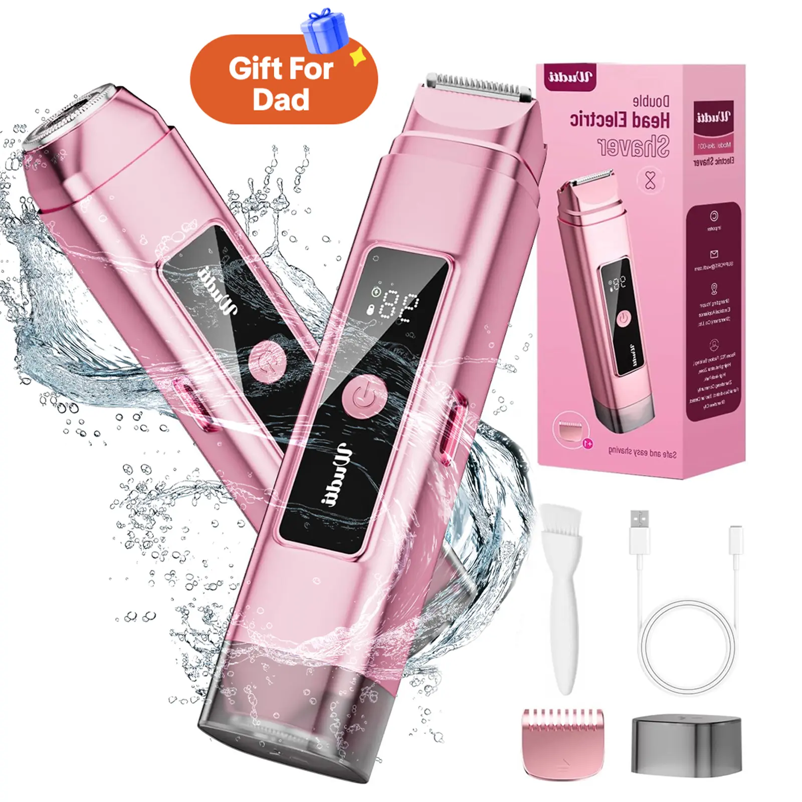 [fathersdaygift]Upgrade Protection Electric Bikini Trimmer for Women 2-in-1 Razor & Shaver with Dual Heads for Body Pubic Hair, IPX6 Waterproof with LED Display - Rechargeable Lady Trimmer for Underarm Body Leg Face summerwins