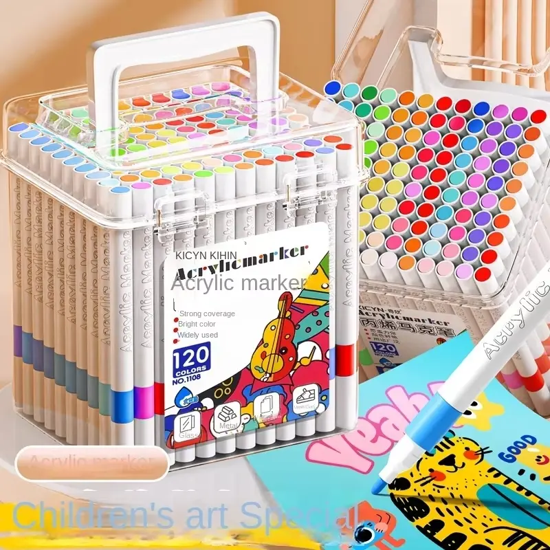 Acrylic Marker Set, 24-60 Colors, Art Markers Set, Washable Multi-Purpose Markers for Painting, Coloring, Crafts & DIY, Ideal for Professionals