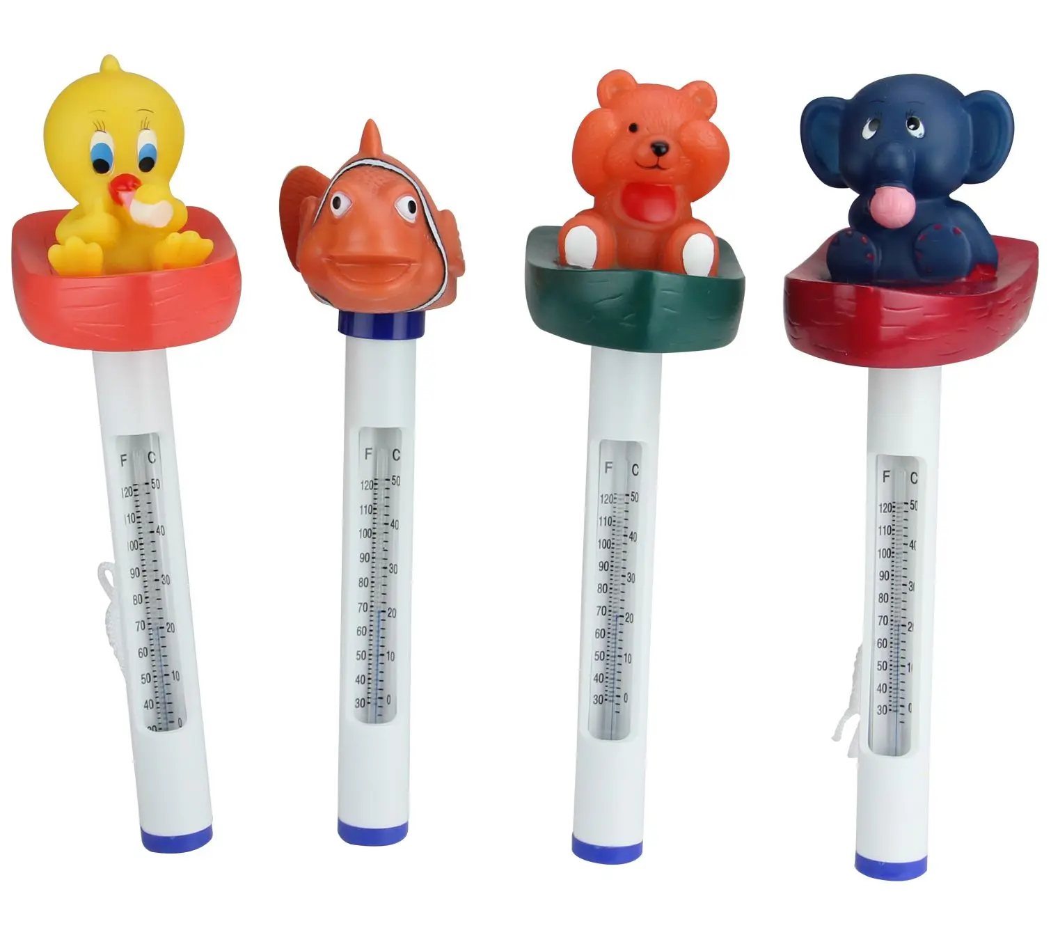 Set of 4 White and Orange Baby Floating Pool Thermometer Set of 4 White and Orange Baby Floating Pool Thermometer