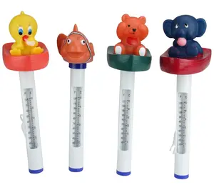 Set of 4 White and Orange Baby Floating Pool Thermometer