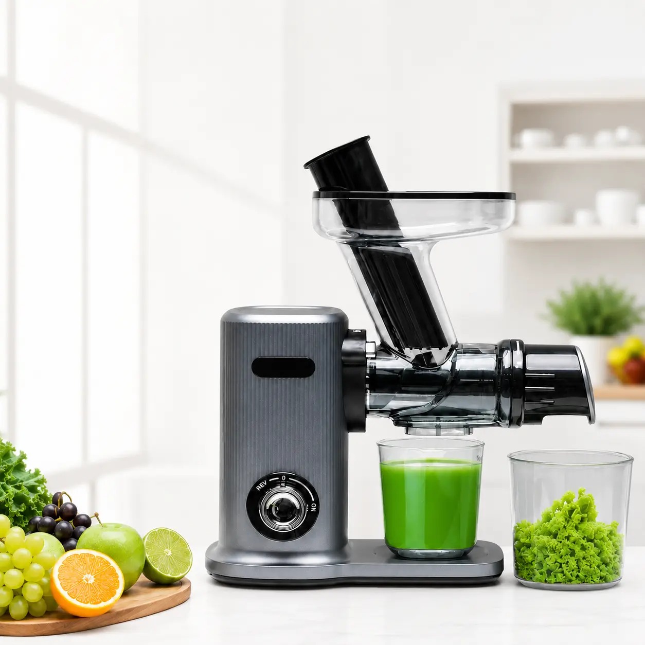 Cold Press Slow Masticating Juicer with Extra-Wide Feed Chute, Quiet Motor, High Juice Yield, Nutrient Retention, Easy-Clean Design for Fruits, Vegetables, Leafy Greens, Celery, Apples & Healthy Fresh Juice