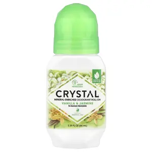 CRYSTAL Mineral-Enriched Deodorant Roll-On, Vanilla & Jasmine, 2.25 fl oz (66 ml)