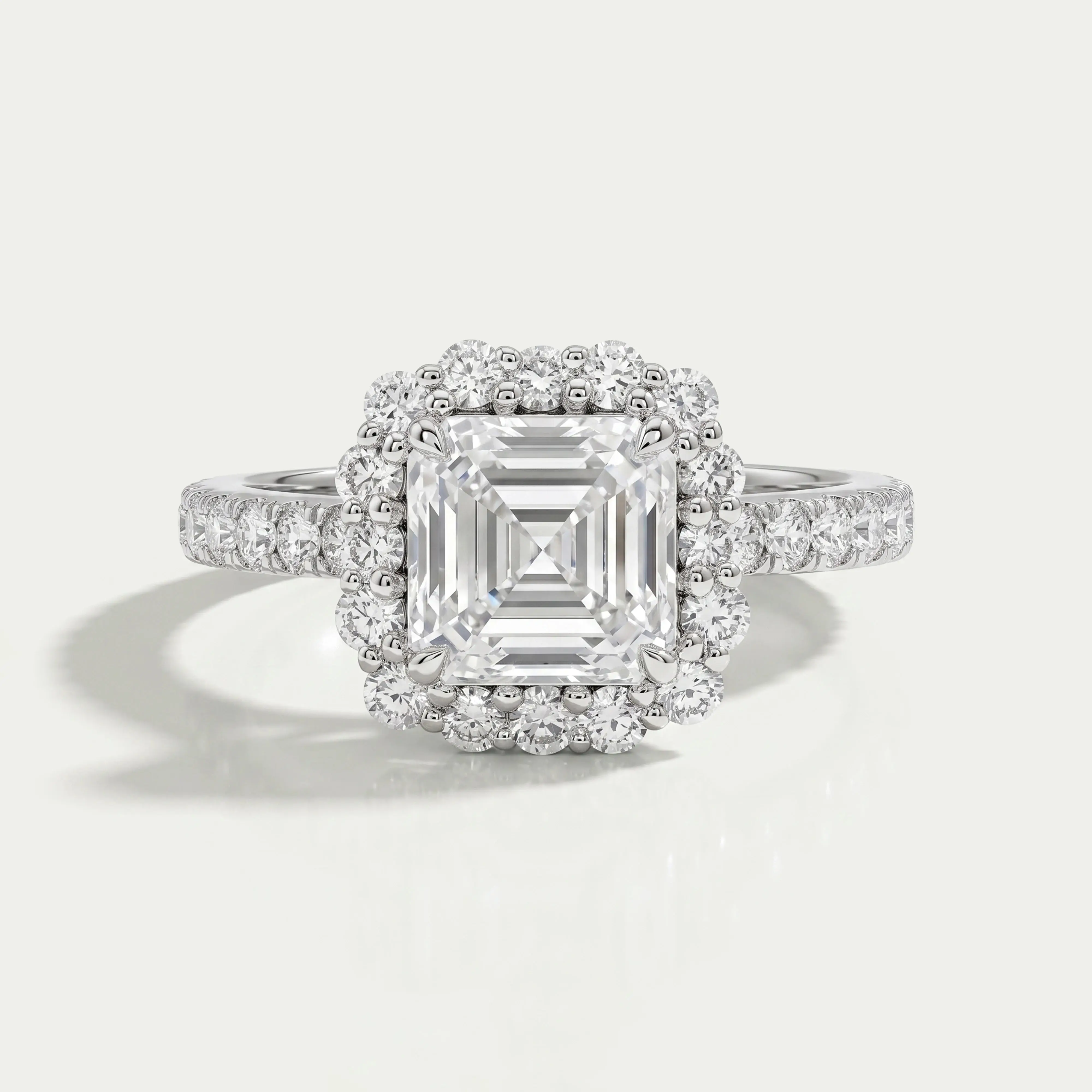 Asscher Cut Lab Diamond Halo Engagement Ring