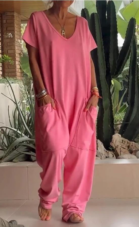 2026 Oversized Women's Harem Jumpsuit, Bohemian Style One-Piece Romper, Casual Fashion With Side Pockets, Spring & Summer Wear.