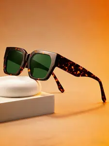 Vintage Tortoiseshell Square Frame Sunglasses, Uv400 Protection, Casual Style, Perfect for Daily Wear, Fishing, Outdoor Sports, Driving