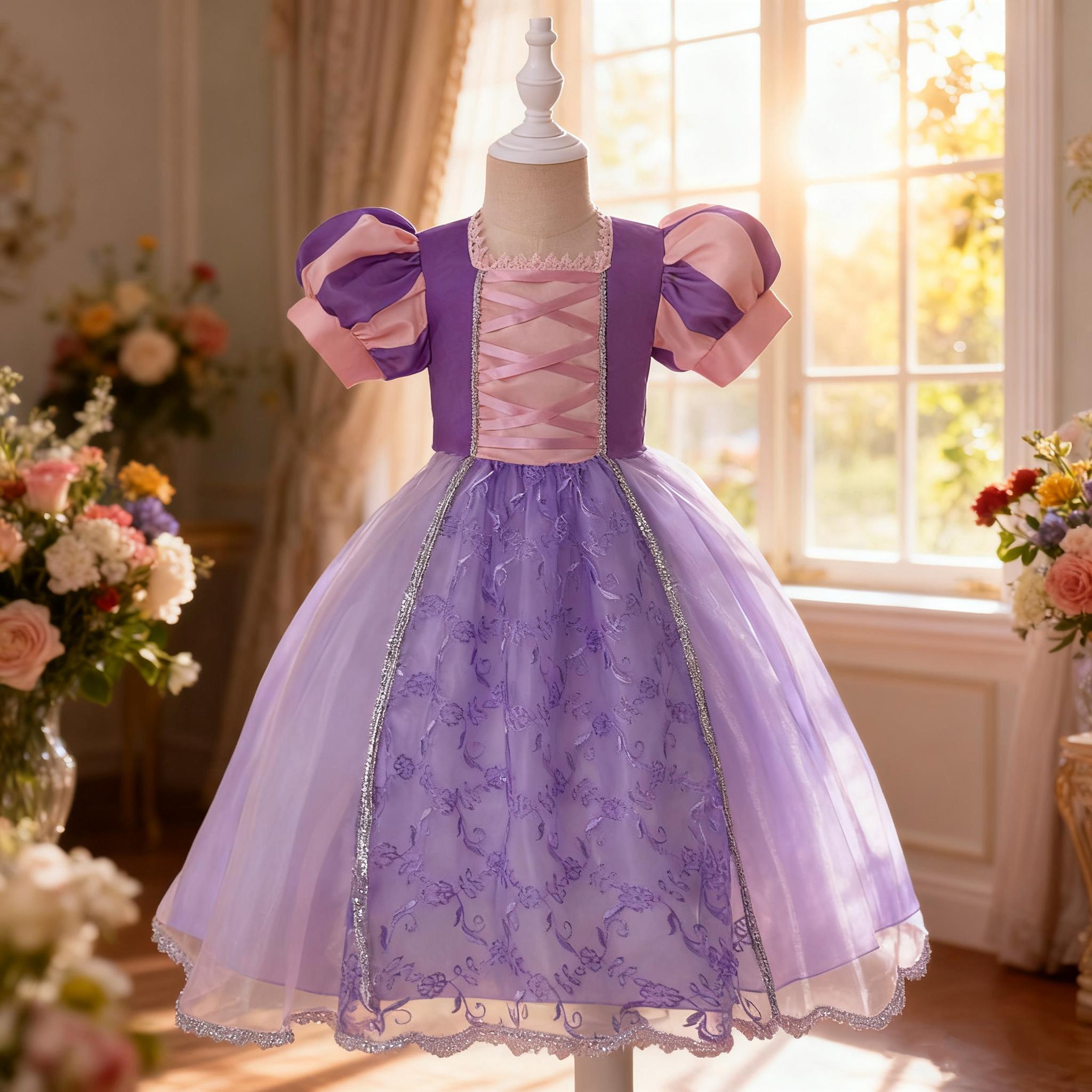 103 Rapunzel dress mesh dress Rapunzel girl Sofia dress children's performance costume children