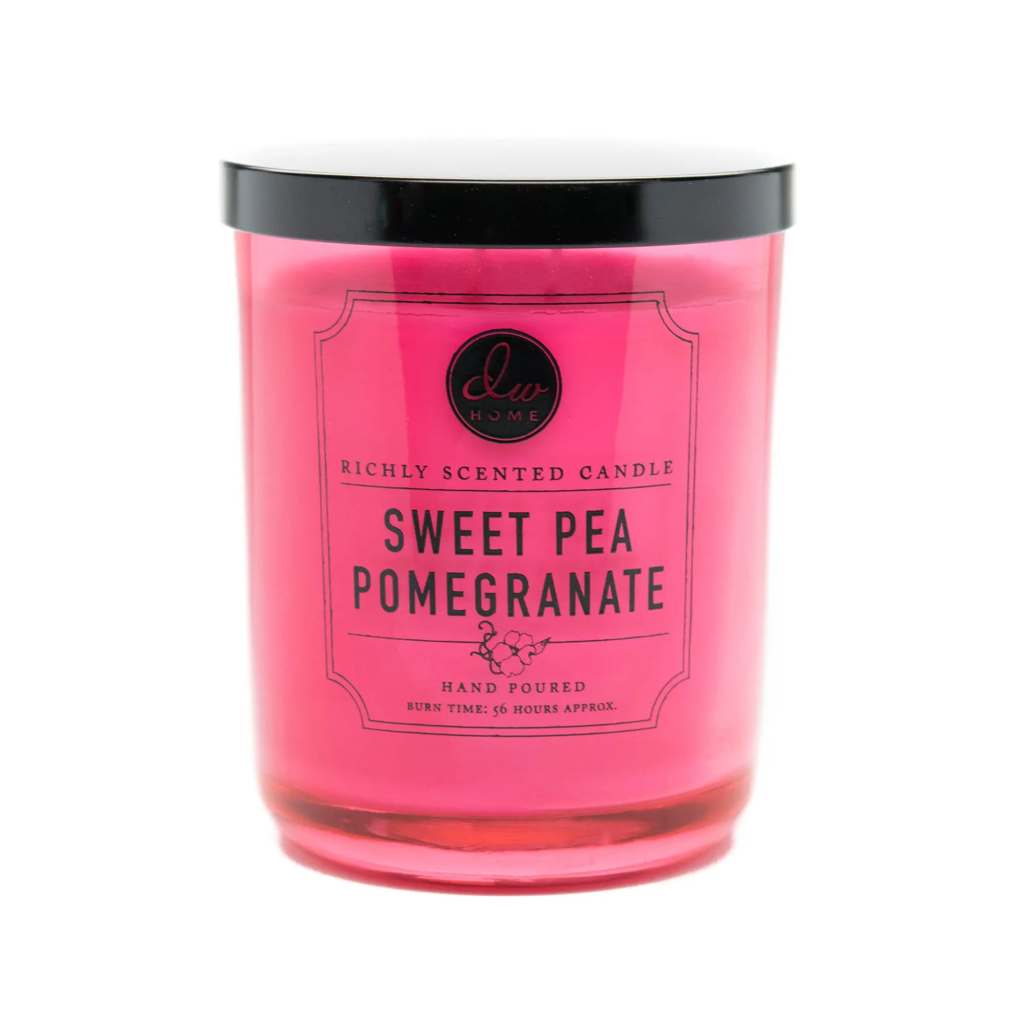 DW Home Sweet Pea Pomegranate Scented Floral Candle Collection - Wick-Infused Home Fragrance with Burn Time, Floral Sweet Pea, Tangy Pomegranate, Citrus Zest for Inviting Room & Linen Spaces