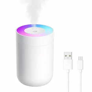 230ML Portable Air Humidifier with LED Gradient Light USB Mini Cool Mist for Bedroom Home Desk Car Travel Hydration