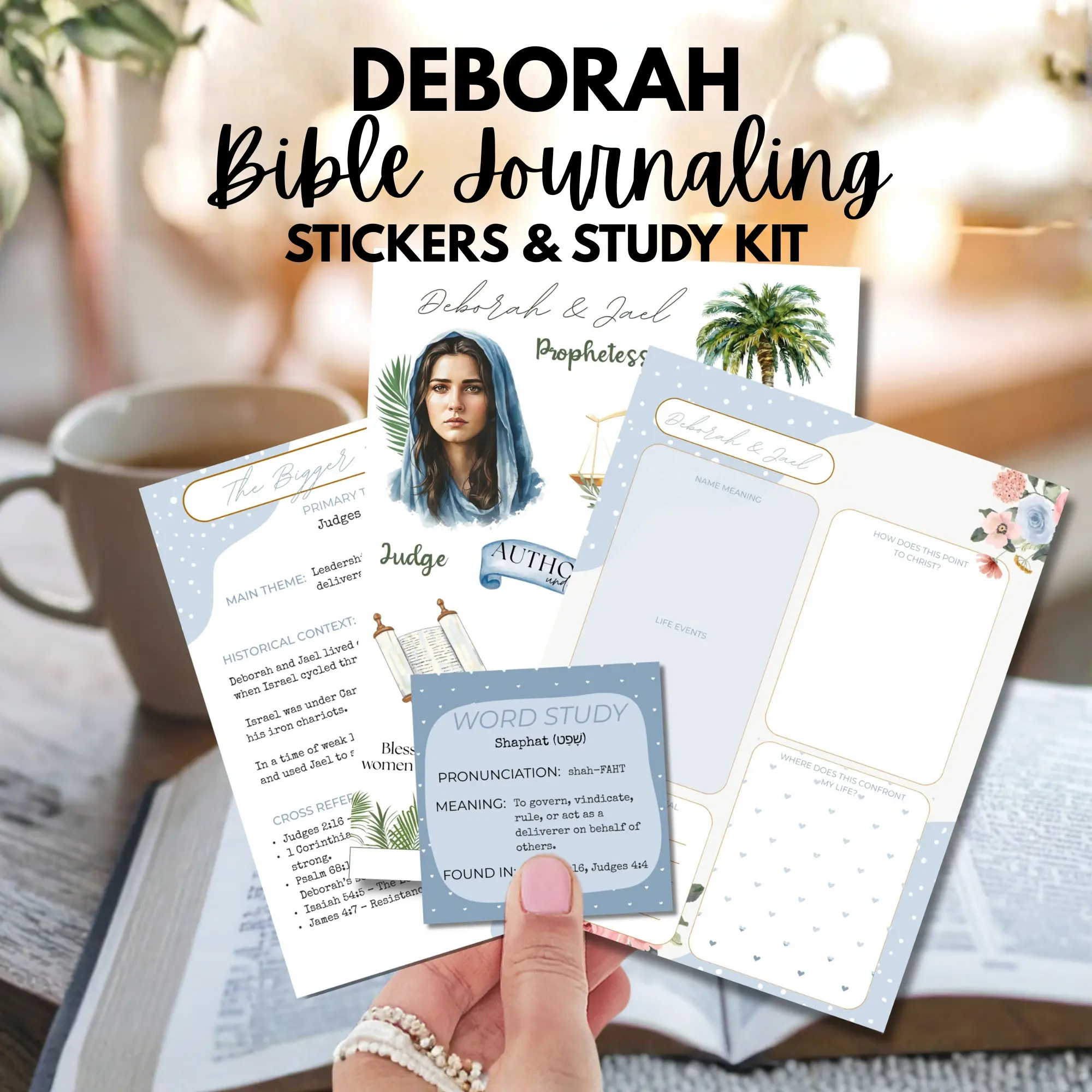 Deborah Bible Journaling Sticker Sheet Christian Planner Watercolor Faith Stickers Jael Women of the Bible Scripture Study Scrapbooking