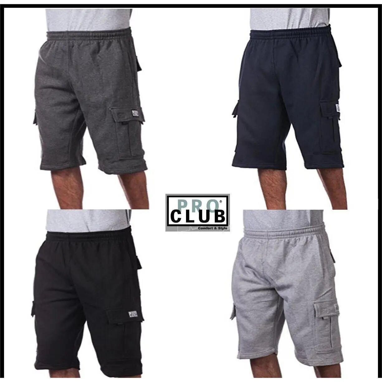 SHORTS Pro Cub Men's Cargo Sweat Shorts 6 Pockets Fleece Hip Hop SHORTS Casual Sweat shorts Cotton Casual plain Menswear