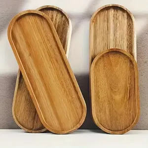 Multi-Purpose Wooden Serving Tray, Breakfast Dish, Snack Plate, Dessert Display Plate, Cake Utensils, Decorative Tray for Kitchen Counter, Bathroom Décor