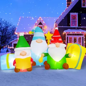 6 FT Long Christmas Inflatables 3  Reading The  and Ringing The Bell Outdoor Decorations, Build in LEDs Inflatable Christmas  Blow Up Yard Decor Holiday Xmas Indoor Patio Lawn