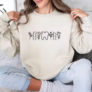 Floral Dental Shirt, Dental Hygienist Sweatshirt, Teeth Graphic Apparel, Dental Student Gift, Cute Dental Top, Unisex Women