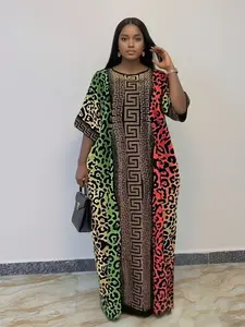 2026 summer heavy-duty spot loose casual ethnic style mother printed robe African plus size party elegant boubou diamond women's kanga kaftan dress
