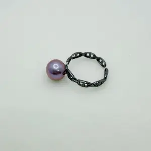 PEARLISM Pig nose Design Pearl Ring Freshwater Pearl Edison Pearl Adjustable (8-9mm) -AFER004