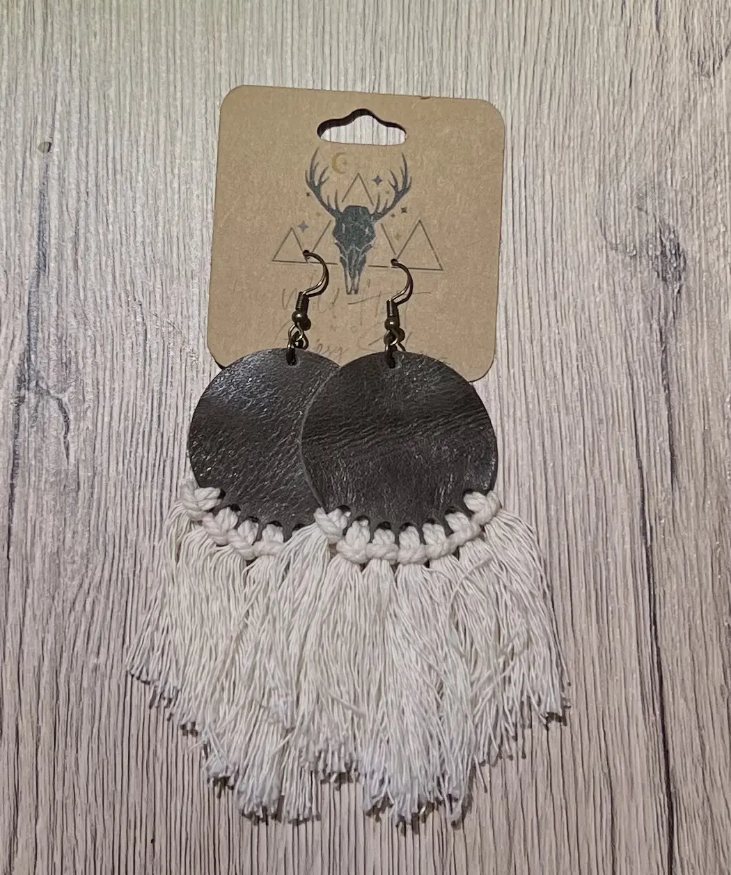 Basic Boho Macrame Leather Earrings - Handmade