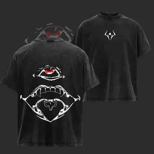 Vintage Sukuna Mouth - JJK Washed Oversized T-Shirt – Hooodie | Jujutsu Kaisen Anime Graphic Tee, Soft Cotton Casual Streetwear Apparel, Unisex Top, Summer Outfits, Gift for JJK Fans, Anime Aesthetic Outfit