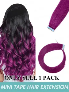 10pcs Real Hair Mini Tape in Extensions, Glueless Pre Cut 12 16 20 Inch Colorful Seamless Double Sided Tape in Human Hair, Natural Look Human Hair Extensions